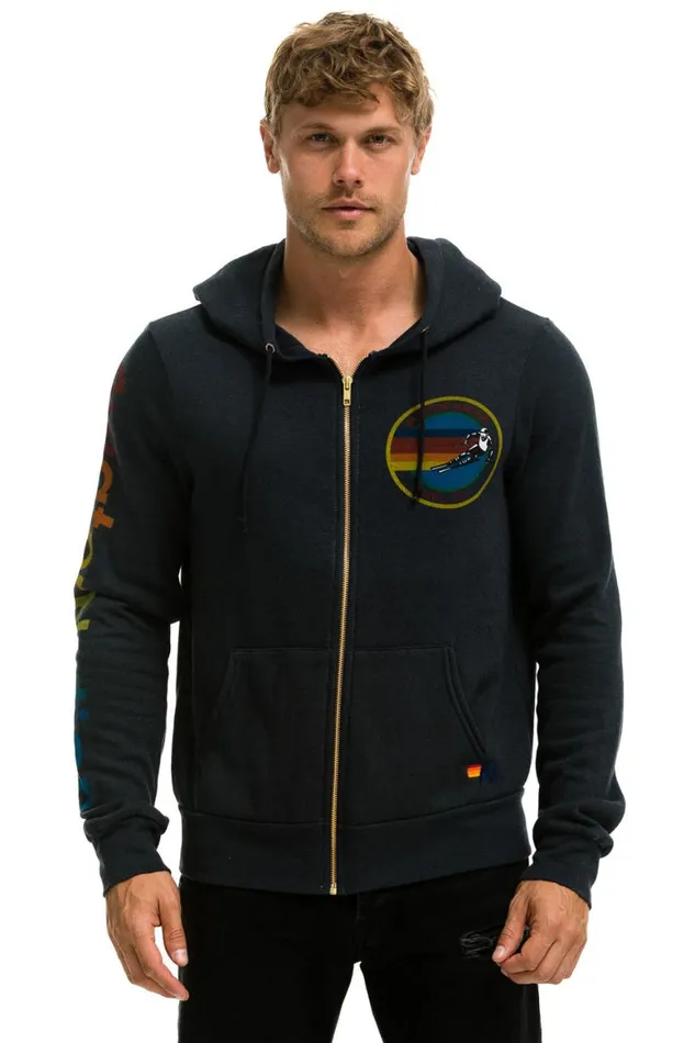 WomenMen Hoodies Aviator Nation Vail Zip Hoodie 8211 Charcoal