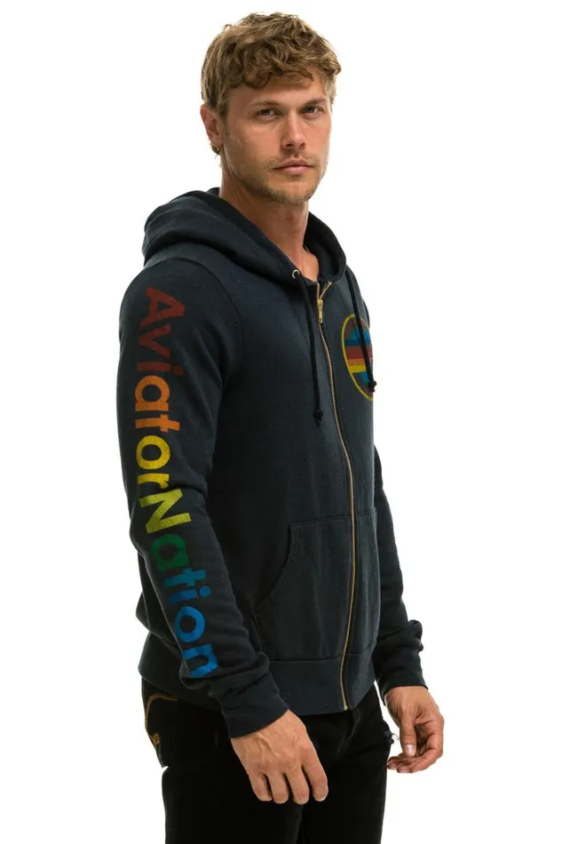 WomenMen Hoodies Aviator Nation Vail Zip Hoodie 8211 Charcoal