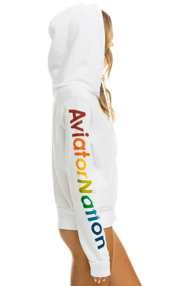 WomenMen Hoodies Aviator Nation Vail Zip Hoodie 8211 White
