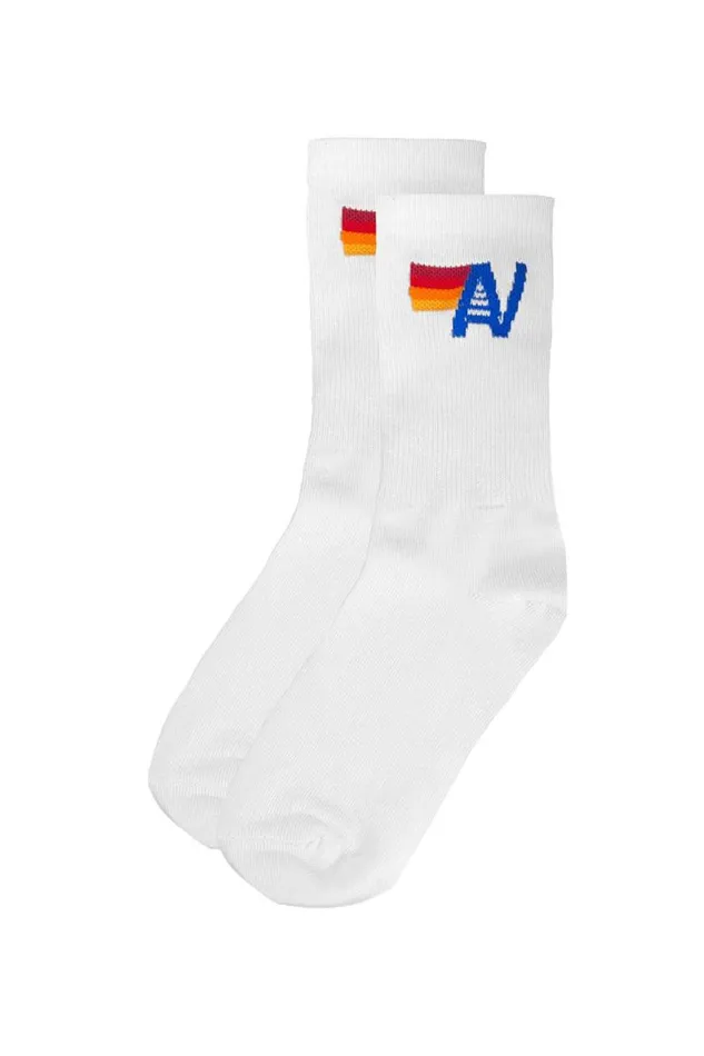 WomenMen Socks Aviator Nation Logo Sock 8211 White