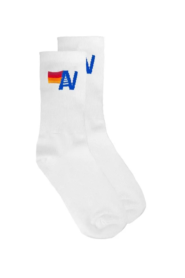 WomenMen Socks Aviator Nation Logo Sock 8211 White