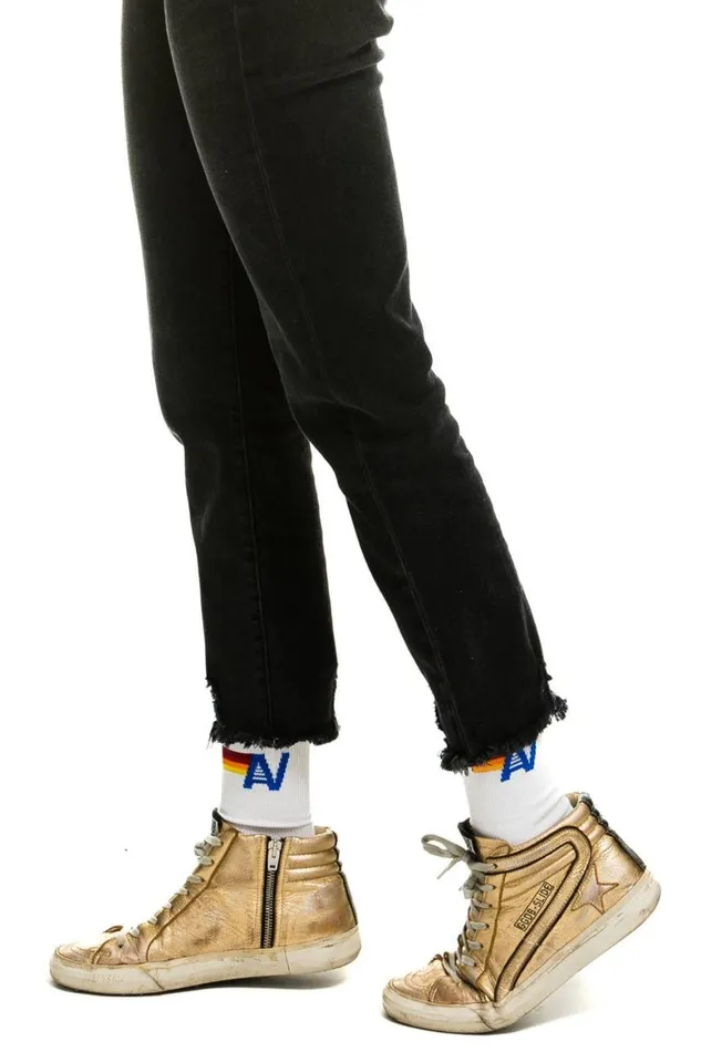 WomenMen Socks Aviator Nation Logo Sock 8211 White