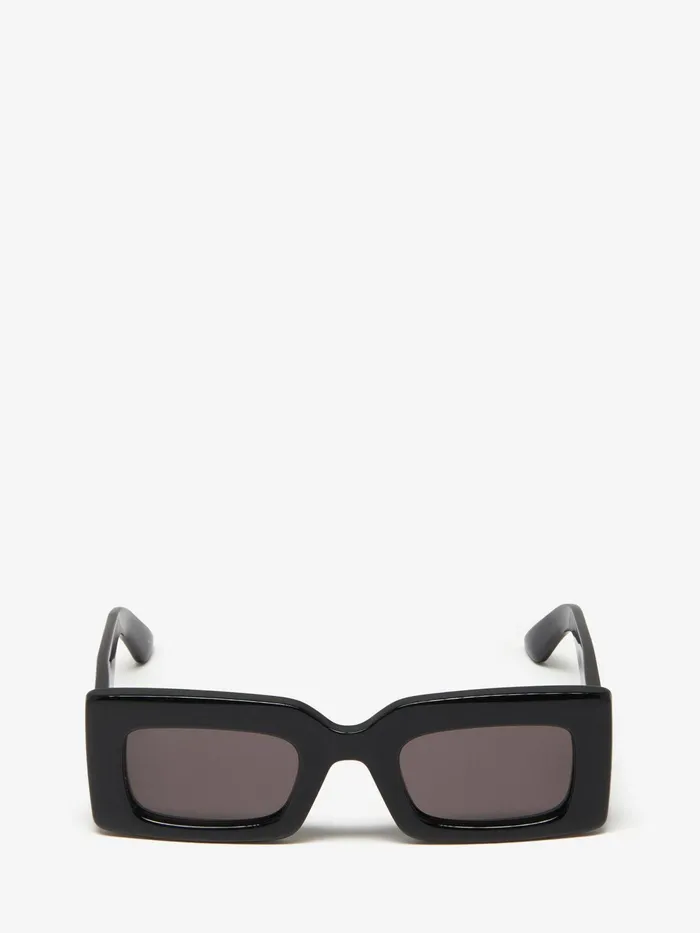 WomenMen Sunglasses Alexander McQueen Bold Rectangular Sunglasses Blacksmoke