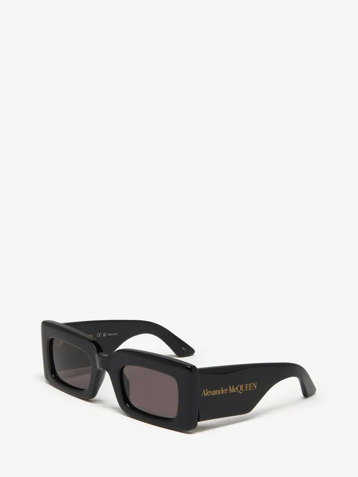 WomenMen Sunglasses Alexander McQueen Bold Rectangular Sunglasses Blacksmoke