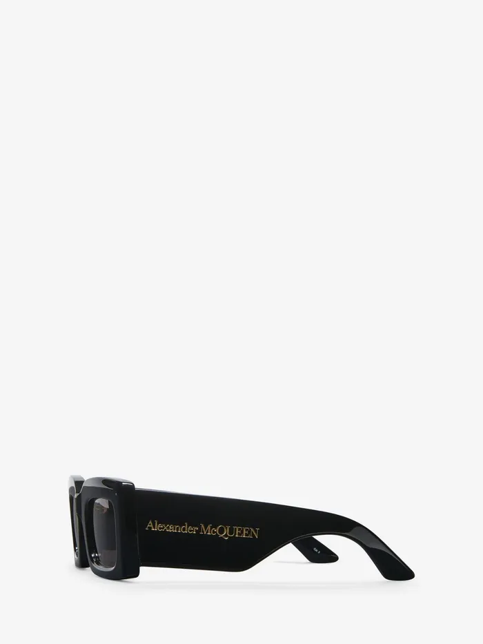 WomenMen Sunglasses Alexander McQueen Bold Rectangular Sunglasses Blacksmoke