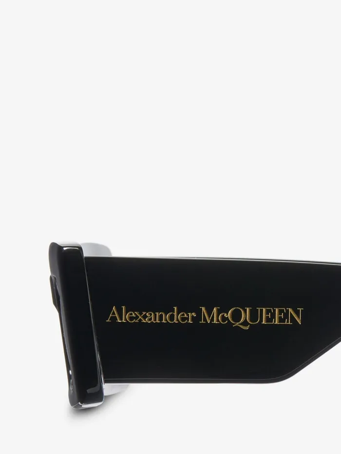 WomenMen Sunglasses Alexander McQueen Bold Rectangular Sunglasses Blacksmoke