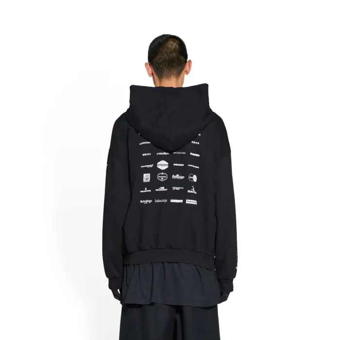 WomenMen Sweatshirts and Hoodies Balenciaga Archives Logos Hoodie Medium Fit In Black