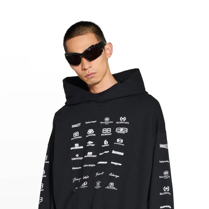 WomenMen Sweatshirts and Hoodies Balenciaga Archives Logos Hoodie Medium Fit In Black