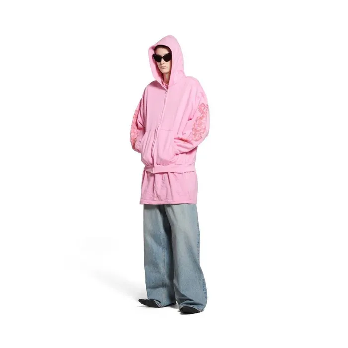 WomenMen Sweatshirts and Hoodies Balenciaga Offshore Zipup Hoodie Medium Fit In Pink WomenMen Sweatshirts and Hoodies Balenciaga Offshore Zipup Hoodie Medium Fit In Pink