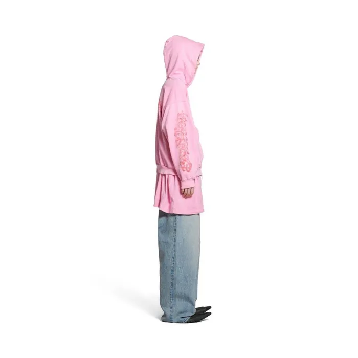 WomenMen Sweatshirts and Hoodies Balenciaga Offshore Zipup Hoodie Medium Fit In Pink