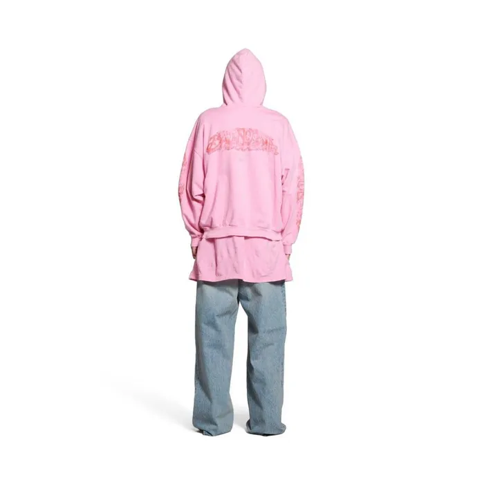 WomenMen Sweatshirts and Hoodies Balenciaga Offshore Zipup Hoodie Medium Fit In Pink
