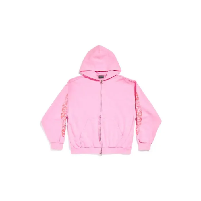 WomenMen Sweatshirts and Hoodies Balenciaga Offshore Zipup Hoodie Medium Fit In Pink