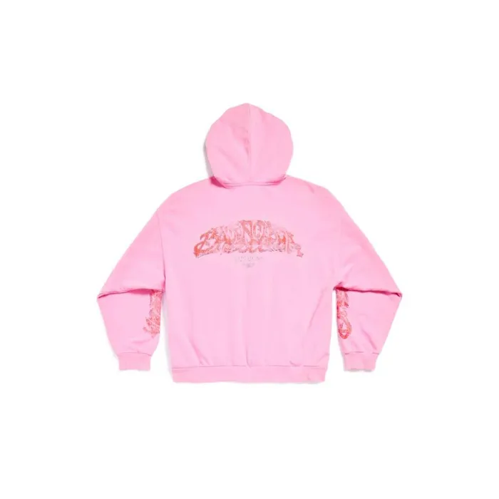 WomenMen Sweatshirts and Hoodies Balenciaga Offshore Zipup Hoodie Medium Fit In Pink