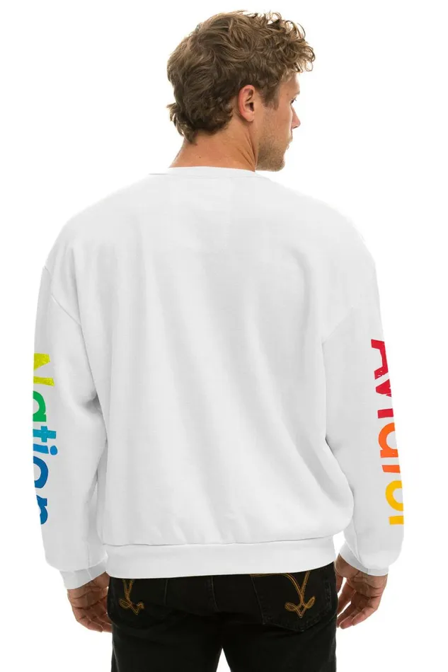 WomenMen Sweatshirts Aviator Nation Aspen Relaxed Crew Sweatshirt 8211 White