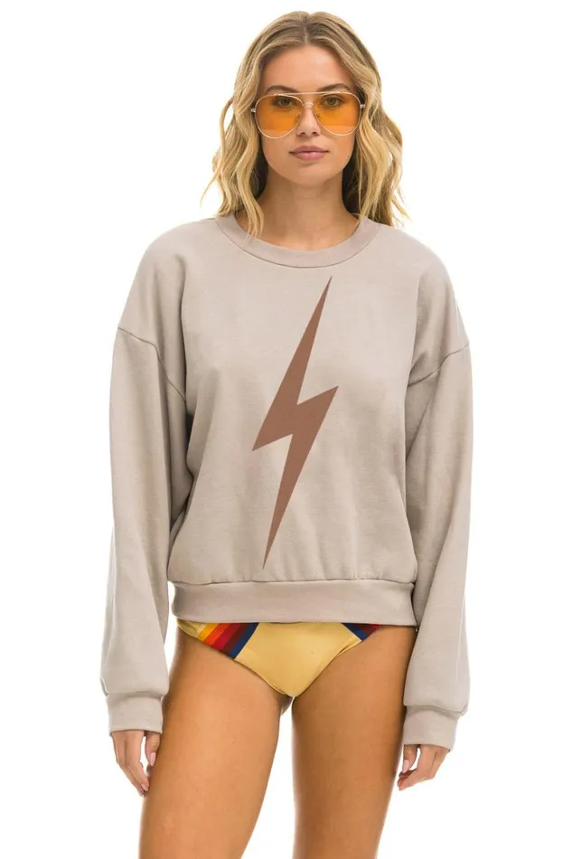 WomenMen Sweatshirts Aviator Nation Bolt Relaxed Crew Sweatshirt 8211 Sand Mocha WomenMen Sweatshirts Aviator Nation Bolt Relaxed Crew Sweatshirt 8211 Sand Mocha
