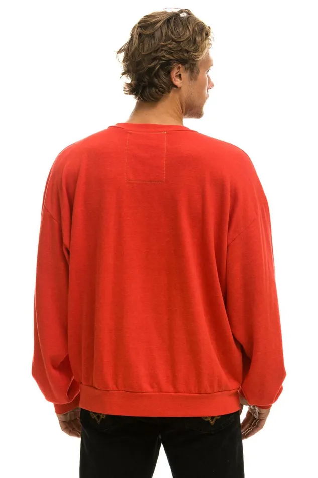 WomenMen Sweatshirts Aviator Nation Bolt Stitch Relaxed Crew Sweatshirt 8211 Red White