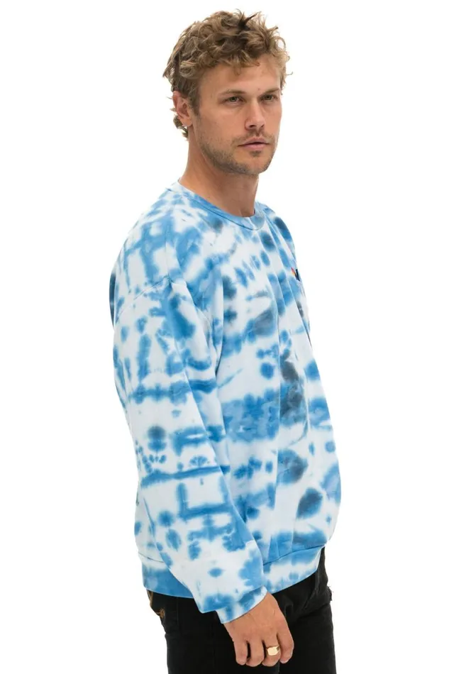 WomenMen Sweatshirts Aviator Nation Hand Dyed Relaxed Crew Sweatshirt 8211 Tie Dye Blue