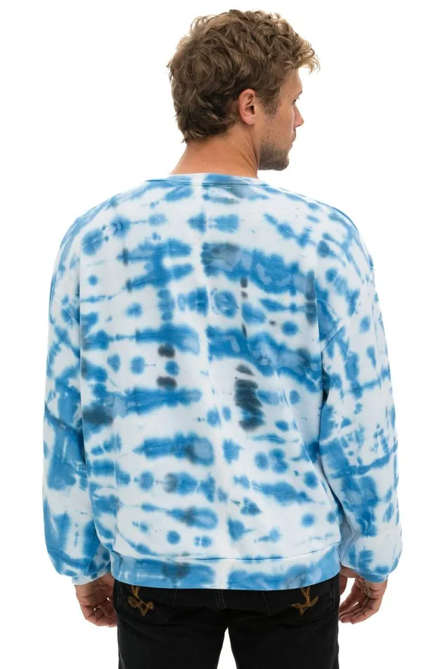 WomenMen Sweatshirts Aviator Nation Hand Dyed Relaxed Crew Sweatshirt 8211 Tie Dye Blue
