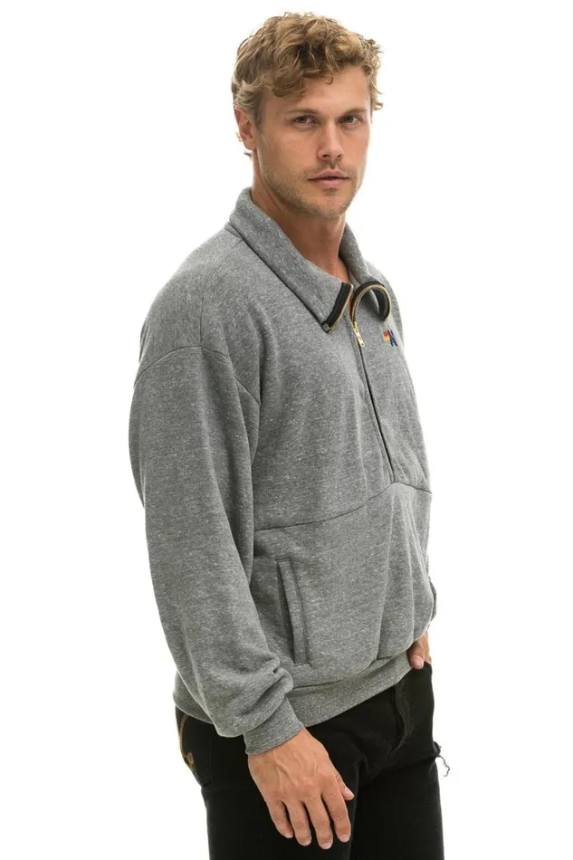 WomenMen Sweatshirts Aviator Nation Logo Embroidery Half Zip Sweatshirt 8211 Heather Grey