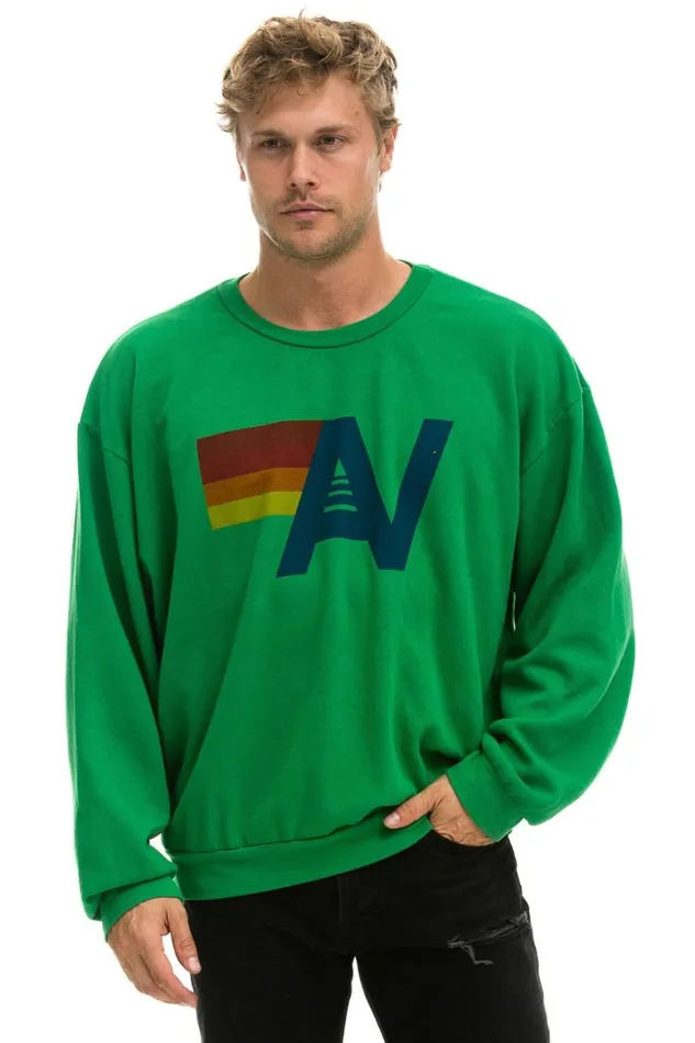 WomenMen Sweatshirts Aviator Nation Logo Relaxed Crew Sweatshirt 8211 Kelly Green