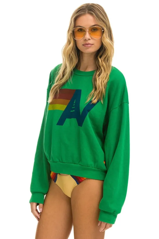 WomenMen Sweatshirts Aviator Nation Logo Relaxed Crew Sweatshirt 8211 Kelly Green