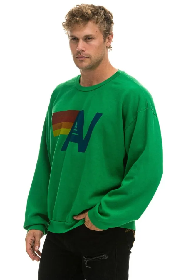 WomenMen Sweatshirts Aviator Nation Logo Relaxed Crew Sweatshirt 8211 Kelly Green