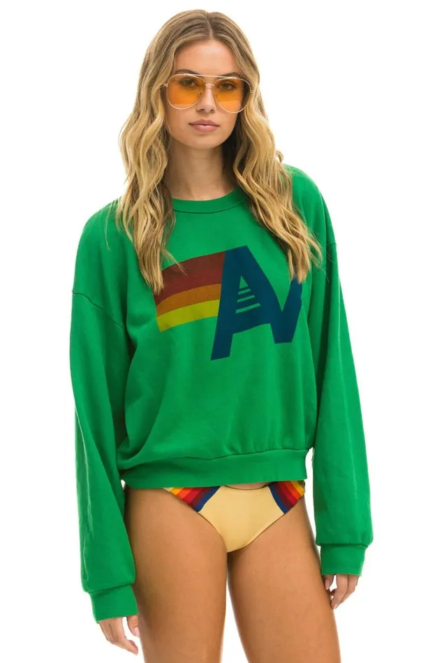 WomenMen Sweatshirts Aviator Nation Logo Relaxed Crew Sweatshirt 8211 Kelly Green