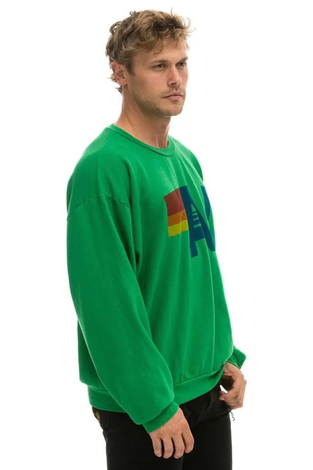WomenMen Sweatshirts Aviator Nation Logo Relaxed Crew Sweatshirt 8211 Kelly Green