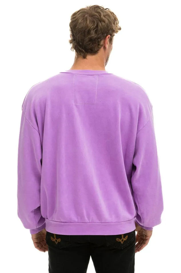 WomenMen Sweatshirts Aviator Nation Logo Relaxed Crew Sweatshirt 8211 Neon Purple