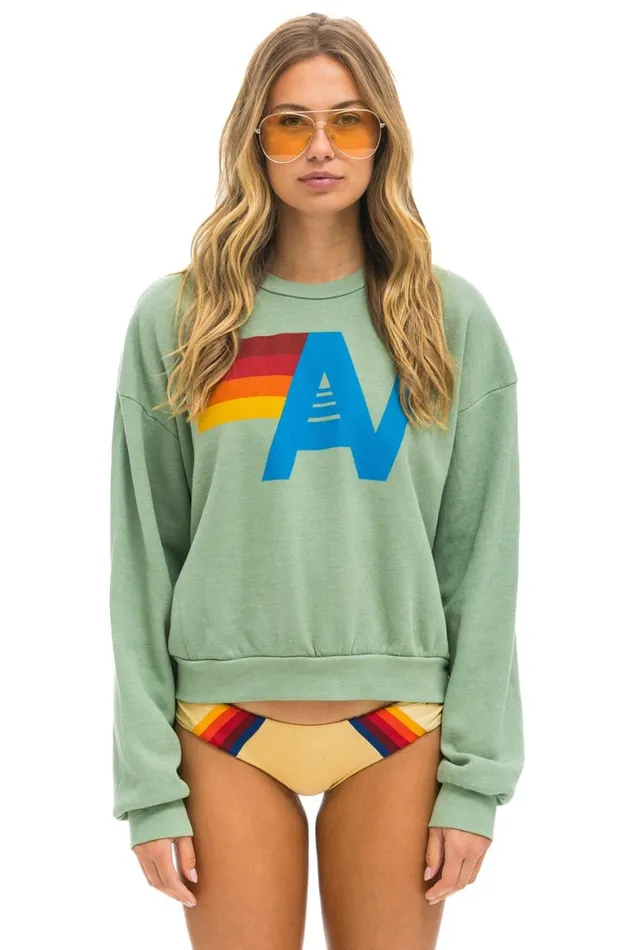 WomenMen Sweatshirts Aviator Nation Logo Relaxed Crew Sweatshirt 8211 Sage
