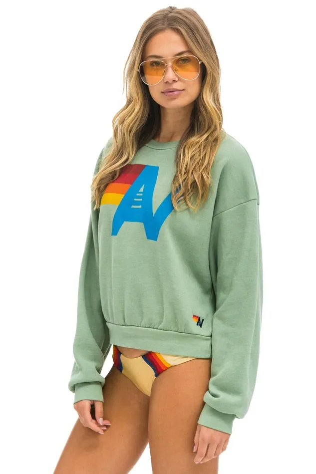 WomenMen Sweatshirts Aviator Nation Logo Relaxed Crew Sweatshirt 8211 Sage