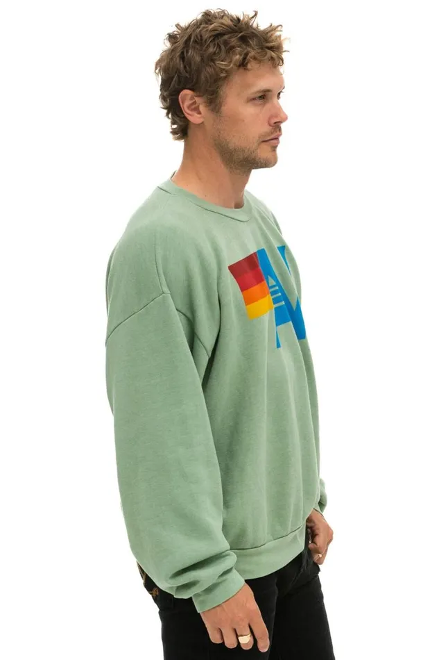 WomenMen Sweatshirts Aviator Nation Logo Relaxed Crew Sweatshirt 8211 Sage