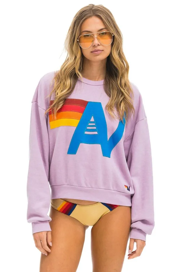 WomenMen Sweatshirts Aviator Nation Logo Stitch Relaxed Crew Sweatshirt 8211 Mauve WomenMen Sweatshirts Aviator Nation Logo Stitch Relaxed Crew Sweatshirt 8211 Mauve
