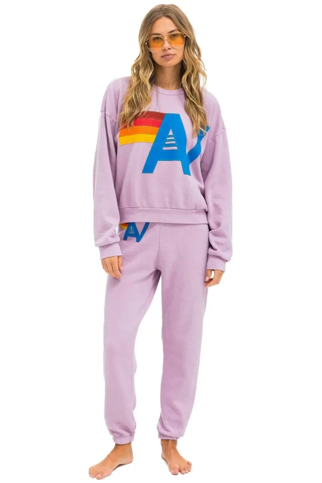 WomenMen Sweatshirts Aviator Nation Logo Stitch Relaxed Crew Sweatshirt 8211 Mauve