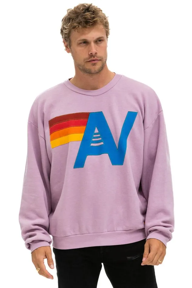WomenMen Sweatshirts Aviator Nation Logo Stitch Relaxed Crew Sweatshirt 8211 Mauve