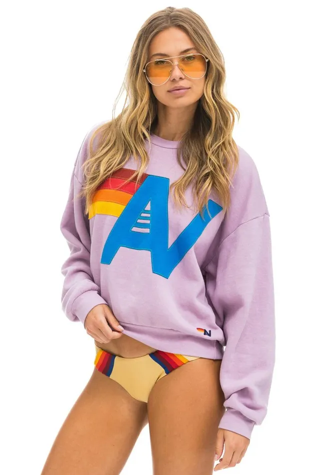 WomenMen Sweatshirts Aviator Nation Logo Stitch Relaxed Crew Sweatshirt 8211 Mauve