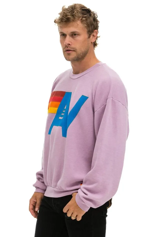 WomenMen Sweatshirts Aviator Nation Logo Stitch Relaxed Crew Sweatshirt 8211 Mauve