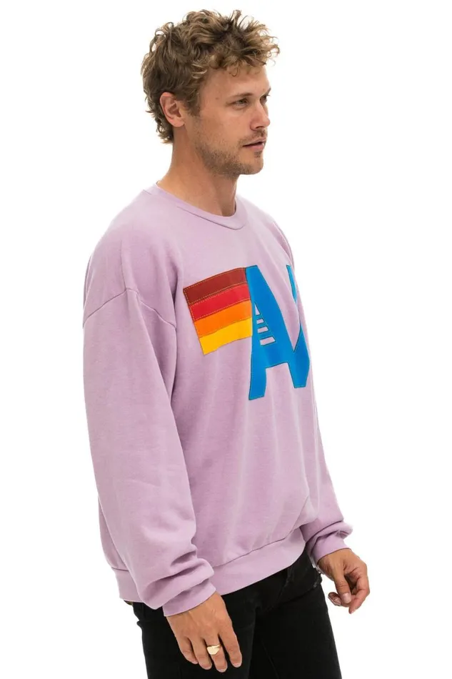 WomenMen Sweatshirts Aviator Nation Logo Stitch Relaxed Crew Sweatshirt 8211 Mauve