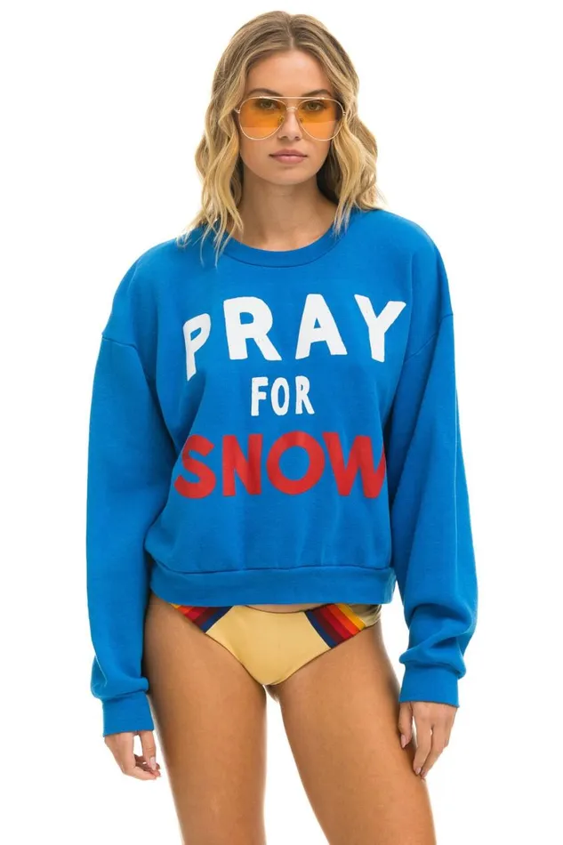 WomenMen Sweatshirts Aviator Nation Pray For Snow Relaxed Crew Sweatshirt 8211 Ocean WomenMen Sweatshirts Aviator Nation Pray For Snow Relaxed Crew Sweatshirt 8211 Ocean