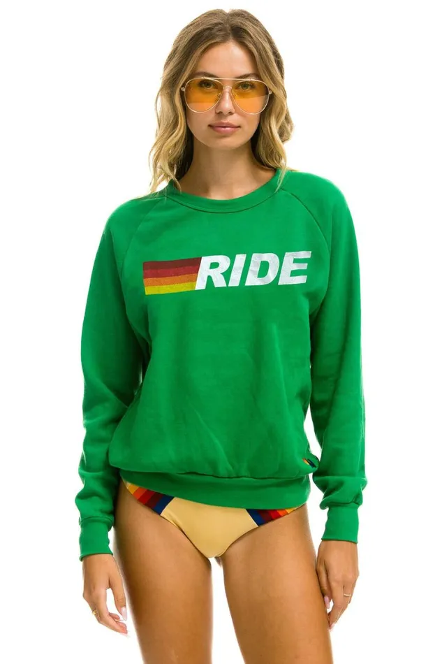 WomenMen Sweatshirts Aviator Nation Ride Logo White Crew Sweatshirt 8211 Kelly Green WomenMen Sweatshirts Aviator Nation Ride Logo White Crew Sweatshirt 8211 Kelly Green
