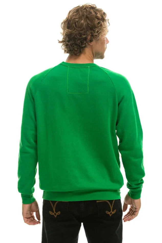 WomenMen Sweatshirts Aviator Nation Ride Logo White Crew Sweatshirt 8211 Kelly Green