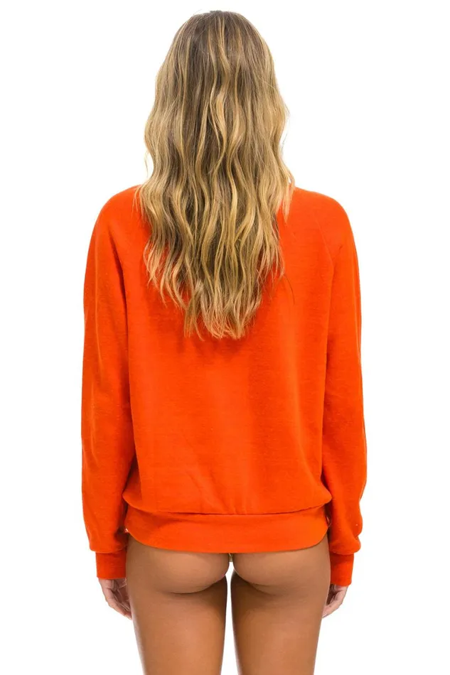 WomenMen Sweatshirts Aviator Nation Ride Logo White Crew Sweatshirt 8211 Orange