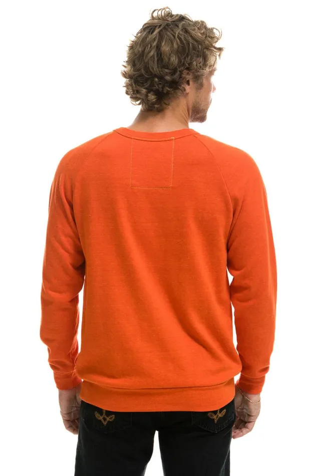 WomenMen Sweatshirts Aviator Nation Ride Logo White Crew Sweatshirt 8211 Orange