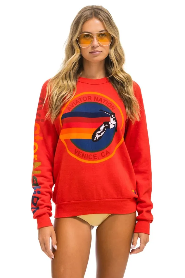 WomenMen Sweatshirts Aviator Nation Sweatshirt 8211 Red