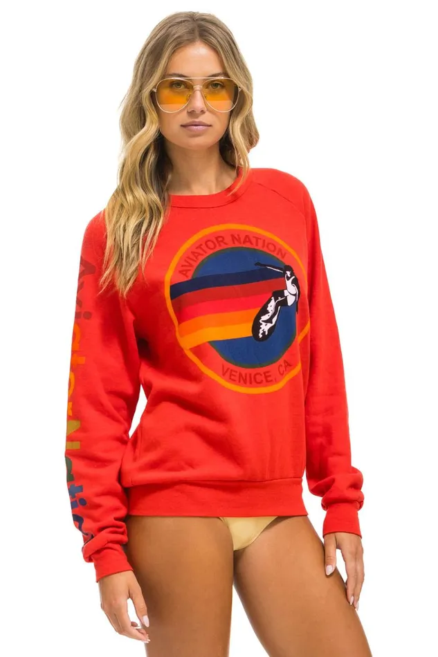 WomenMen Sweatshirts Aviator Nation Sweatshirt 8211 Red