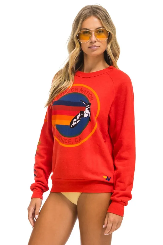 WomenMen Sweatshirts Aviator Nation Sweatshirt 8211 Red