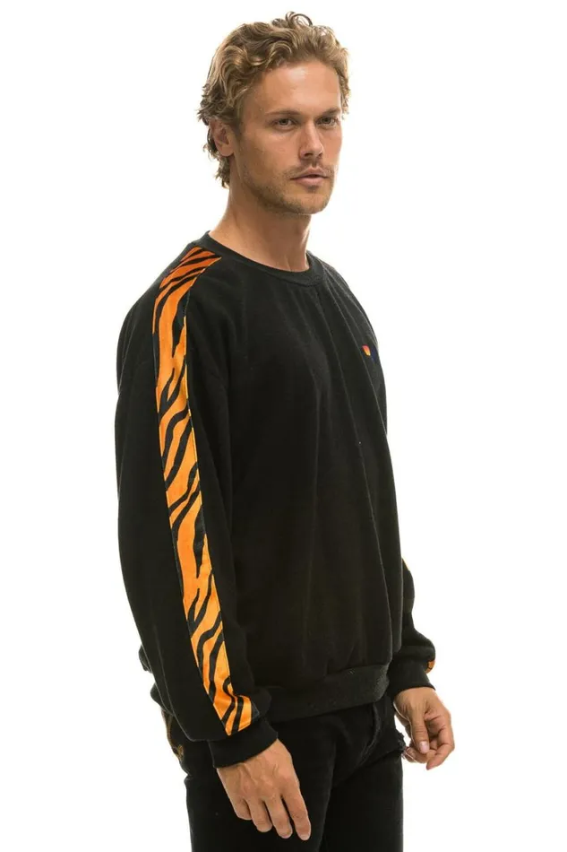 WomenMen Sweatshirts Aviator Nation Tiger Stripe Relaxed Fit Crew Sweatshirt 8211 Black Tiger