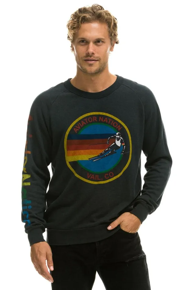 WomenMen Sweatshirts Aviator Nation Vail Crew Sweatshirt 8211 Charcoal