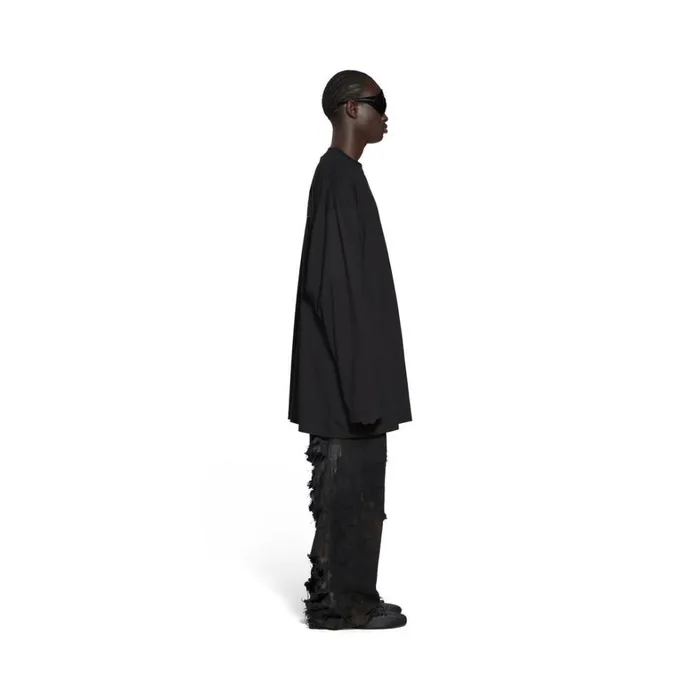 WomenMen Tshirts Balenciaga Political Campaign Long Sleeve Tshirt Oversized In Black