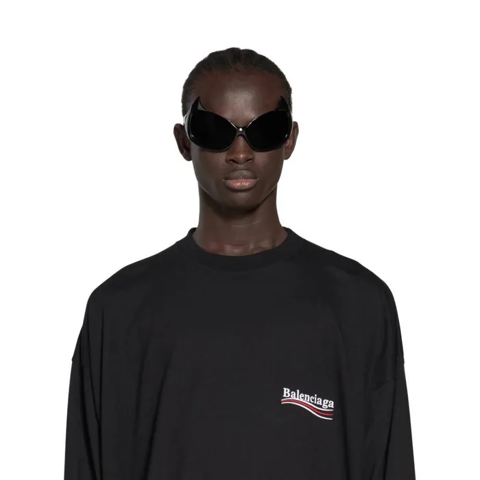 WomenMen Tshirts Balenciaga Political Campaign Long Sleeve Tshirt Oversized In Black